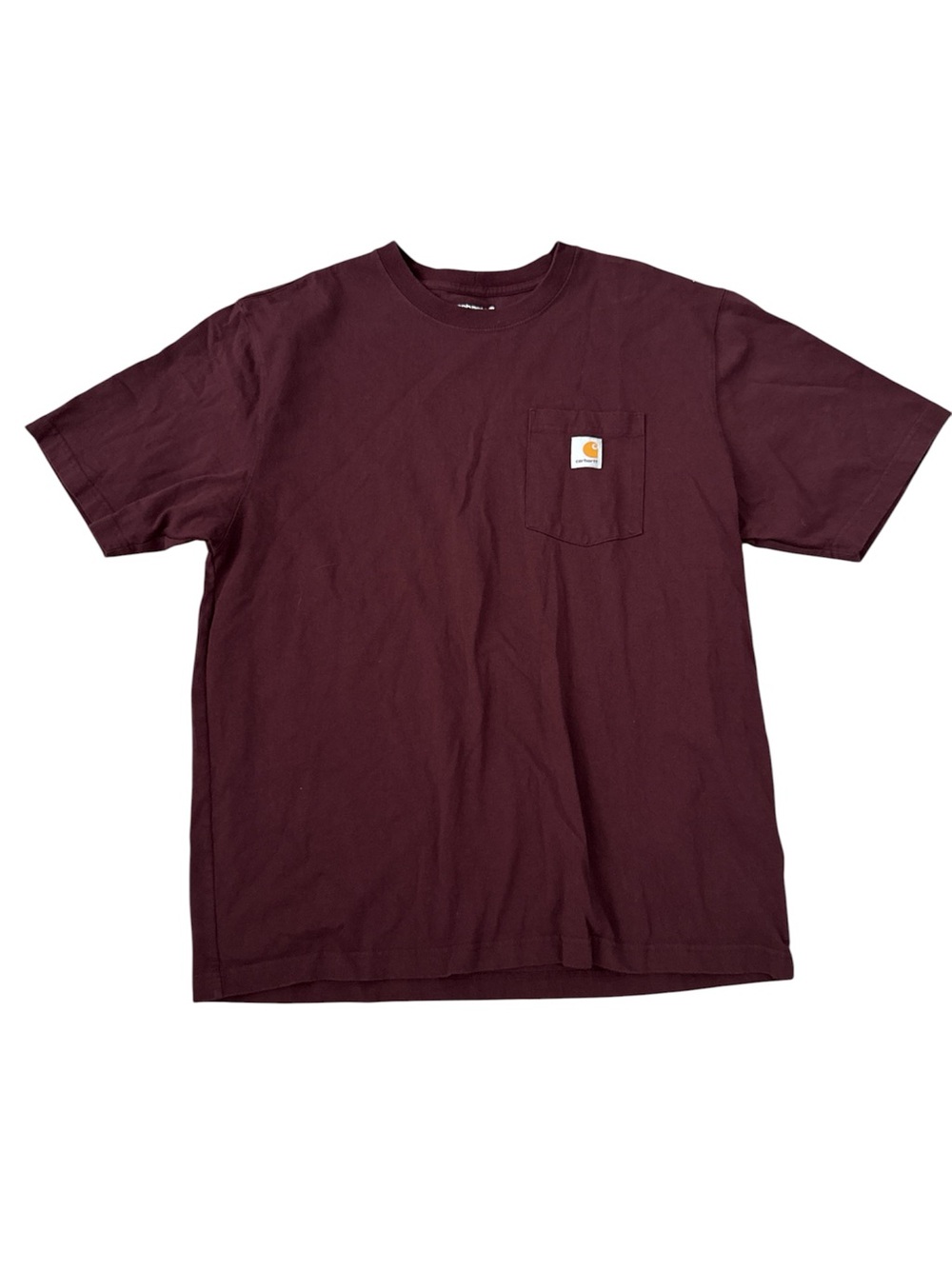 Carhartt Pocket T-Shirt Mens L Burgundy Loose Fit Short Sleeve Workwear Pocket